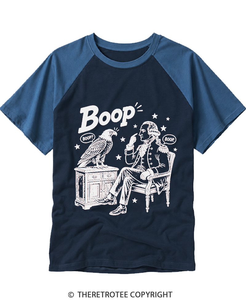 TheRetroTee Boop George Washington And Eagle Raglan Baseball T-Shirt