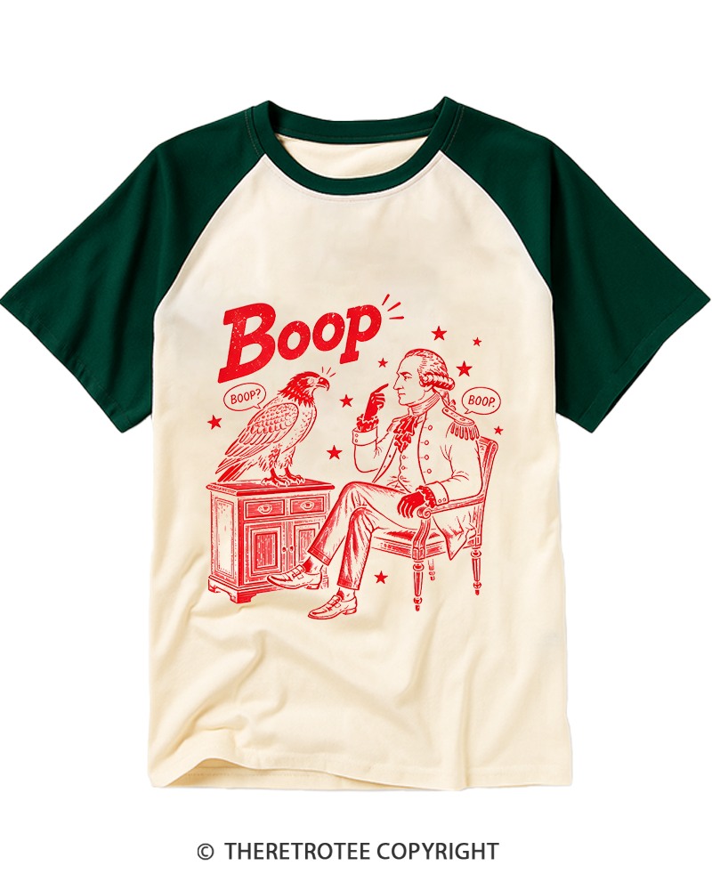 TheRetroTee Boop George Washington And Eagle Raglan Baseball T-Shirt