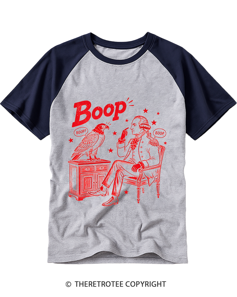 TheRetroTee Boop George Washington And Eagle Raglan Baseball T-Shirt