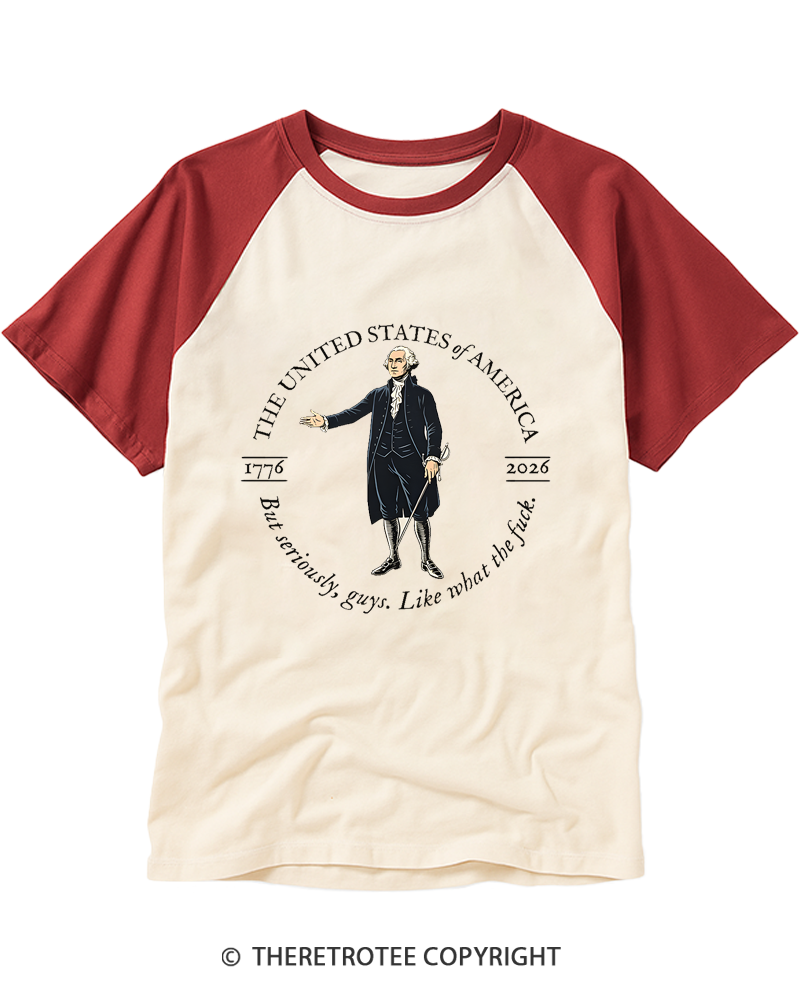 TheRetroTee George Washington WTF Raglan Baseball T-Shirt