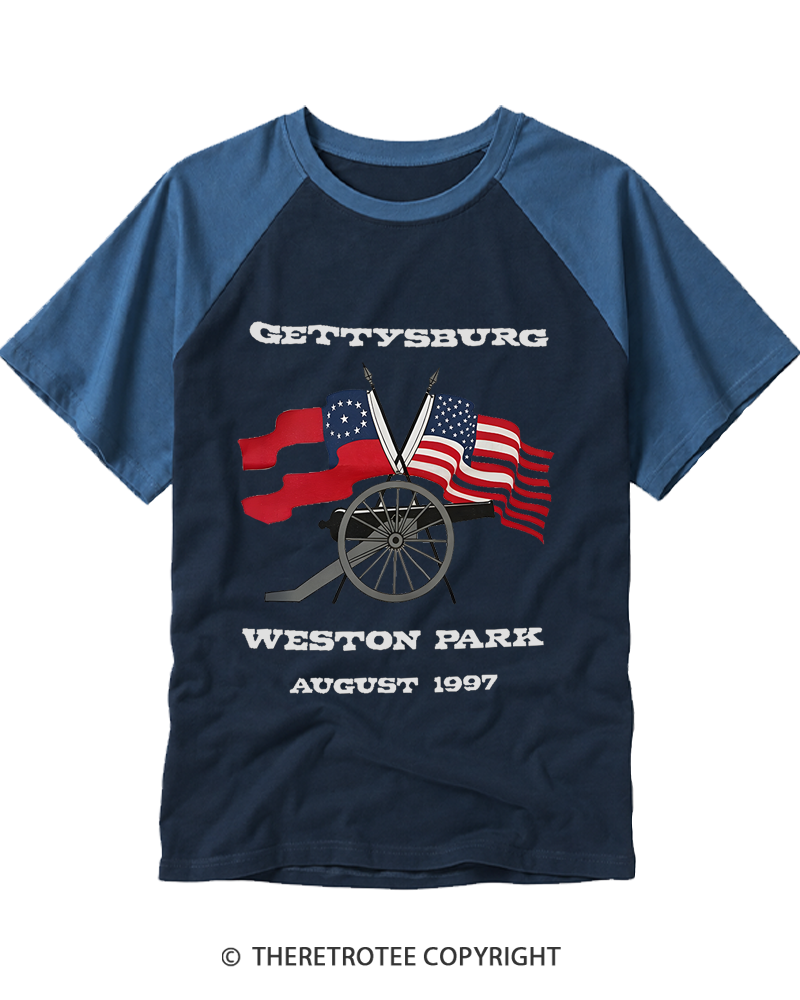 TheRetroTee Gettysburg National Military Park 1997 1863 Raglan Baseball T-Shirt