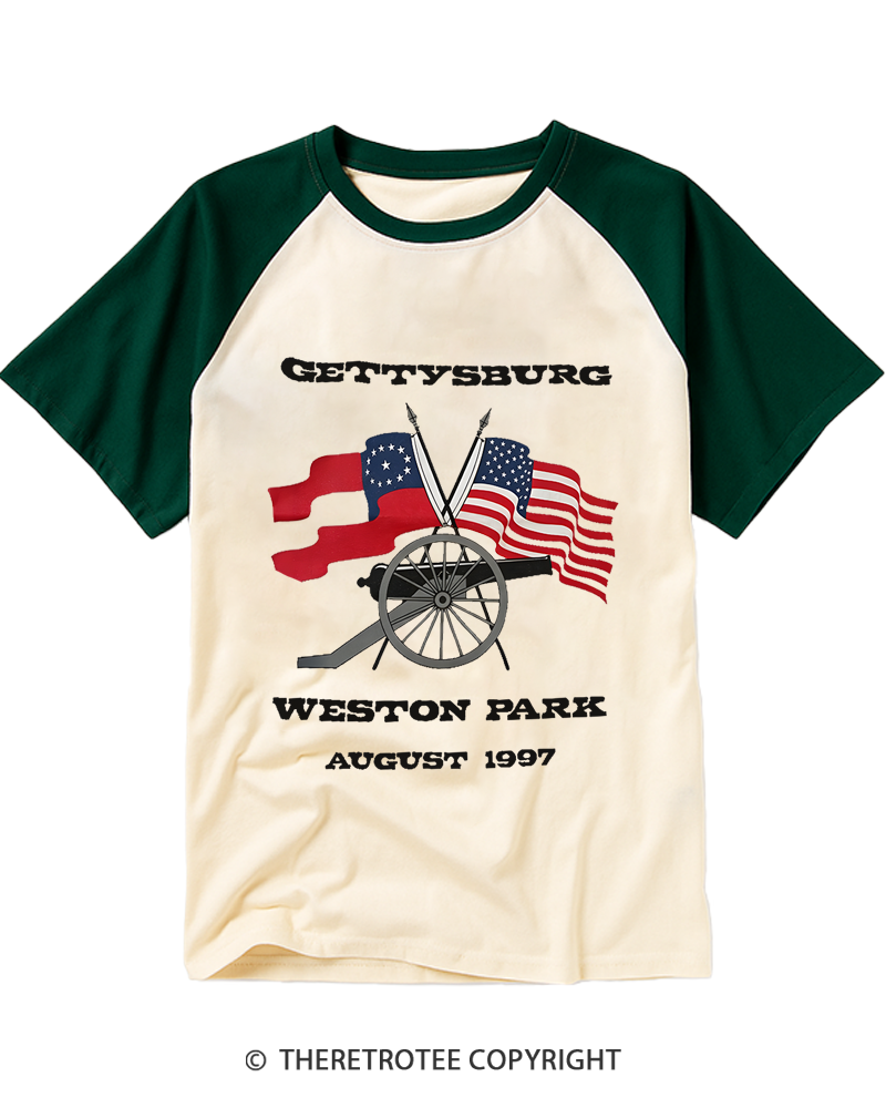 TheRetroTee Gettysburg National Military Park 1997 1863 Raglan Baseball T-Shirt