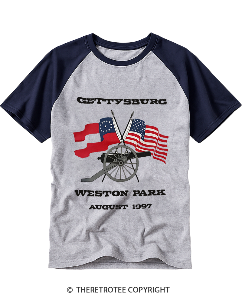 TheRetroTee Gettysburg National Military Park 1997 1863 Raglan Baseball T-Shirt