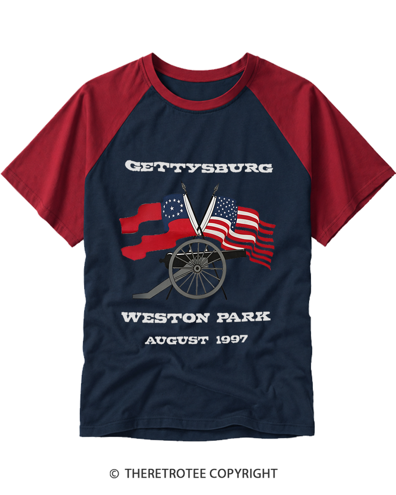TheRetroTee Gettysburg National Military Park 1997 1863 Raglan Baseball T-Shirt