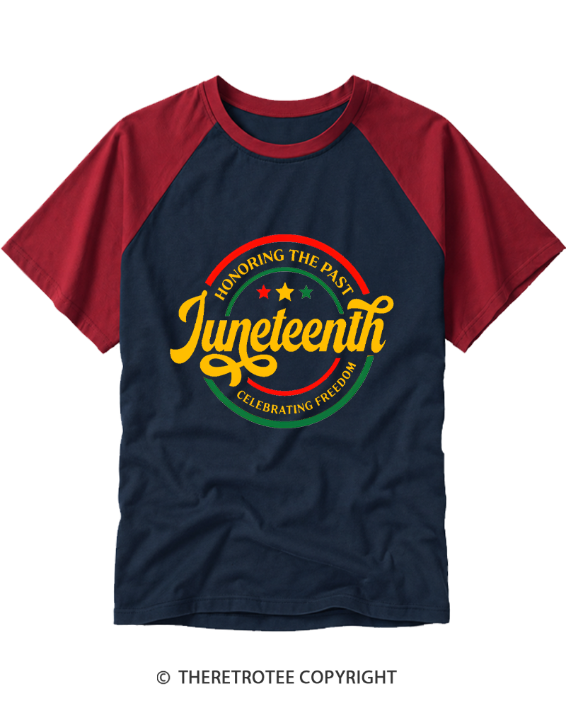 TheRetroTee Honoring The Past Celebrating Freedom Raglan Baseball T-Shirt