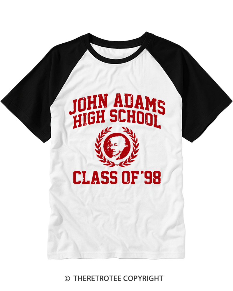 TheRetroTee John Adams High School Class of 98 Raglan Baseball T-Shirt