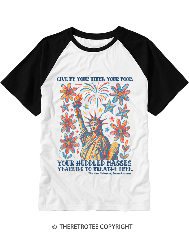 TheRetroTee Liberal 4th of July Raglan Baseball T-Shirt