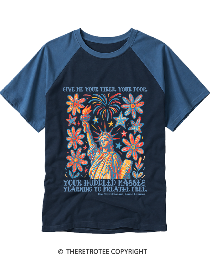 TheRetroTee Liberal 4th of July Raglan Baseball T-Shirt