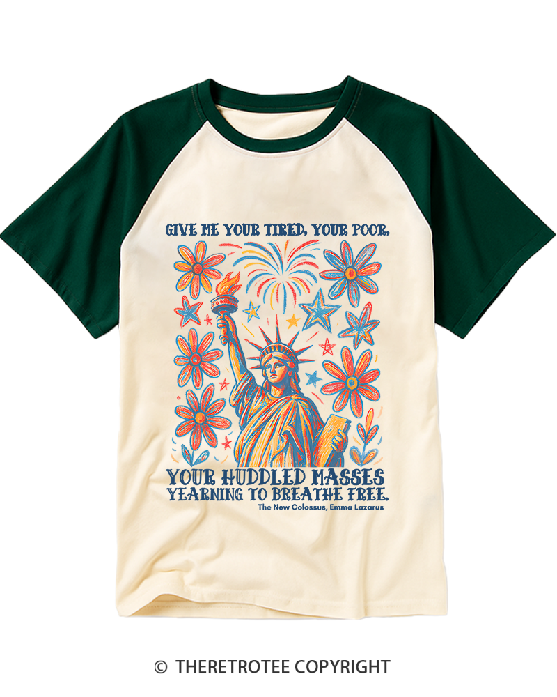 TheRetroTee Liberal 4th of July Raglan Baseball T-Shirt