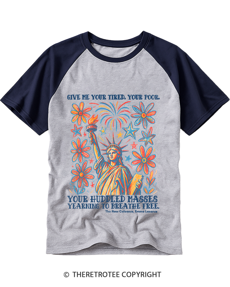TheRetroTee Liberal 4th of July Raglan Baseball T-Shirt