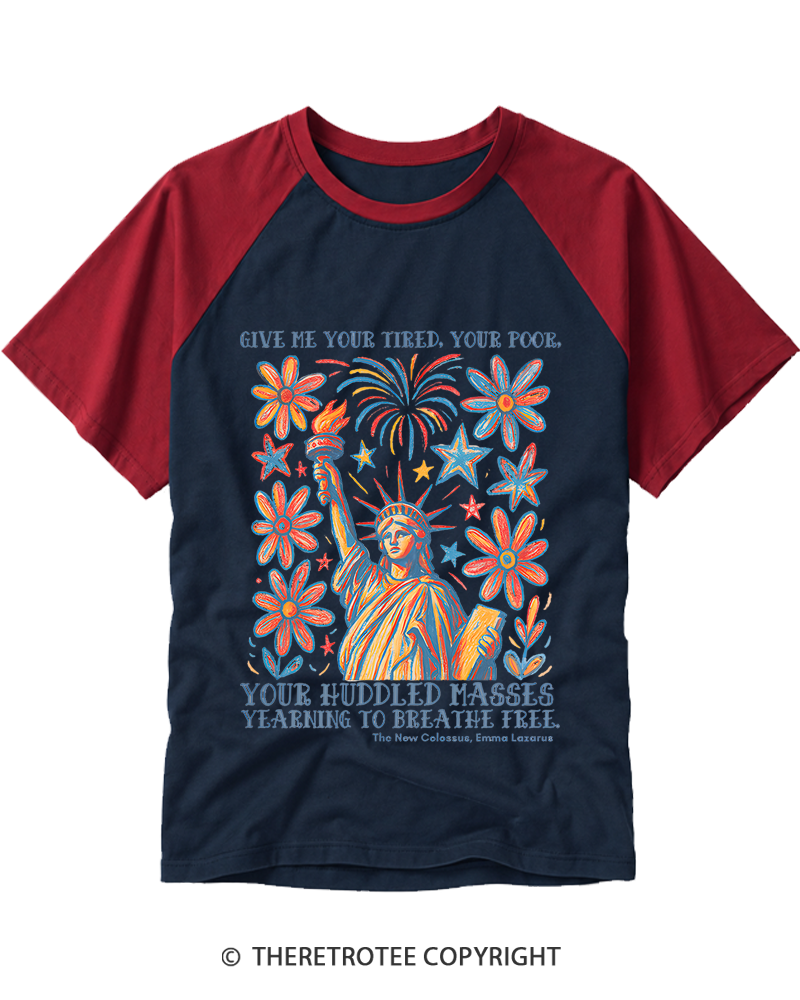TheRetroTee Liberal 4th of July Raglan Baseball T-Shirt