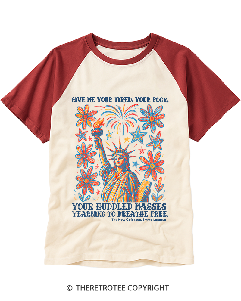 TheRetroTee Liberal 4th of July Raglan Baseball T-Shirt