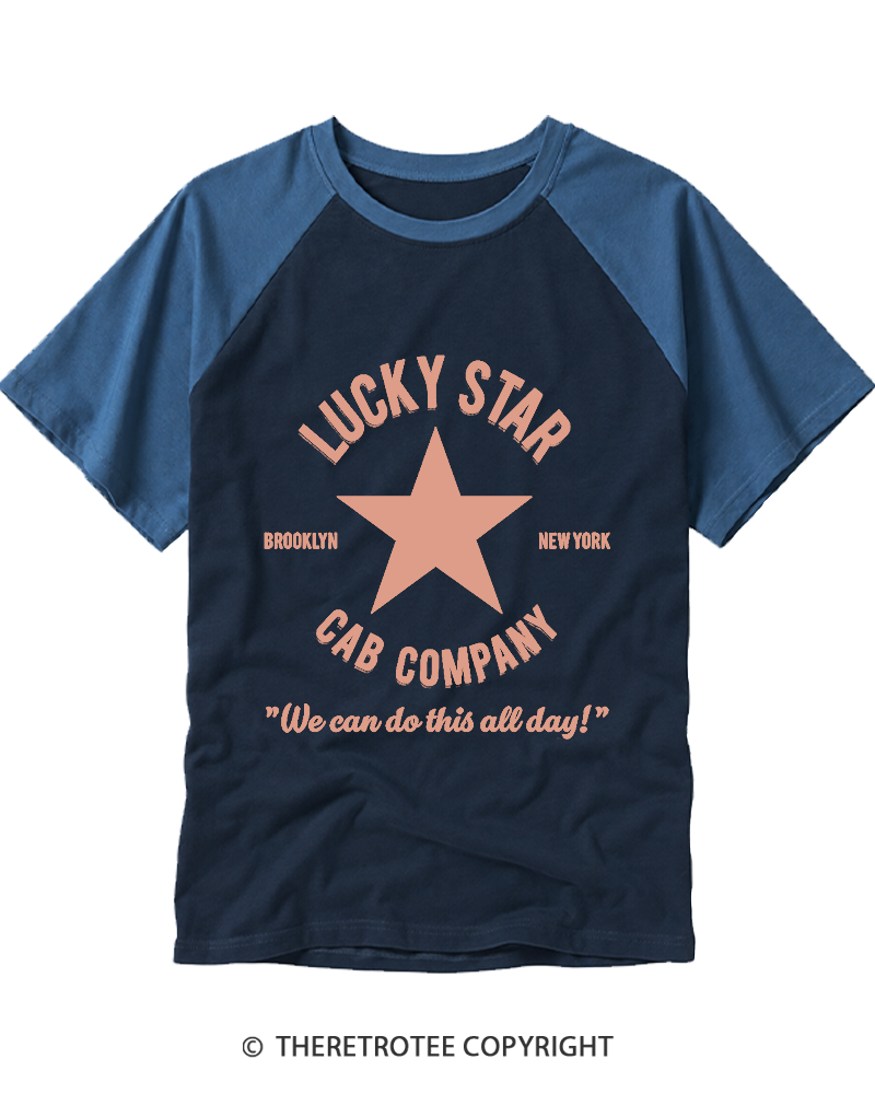 TheRetroTee Lucky Star Cab Company Raglan Baseball T-Shirt
