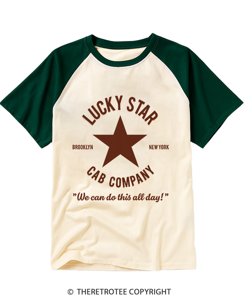 TheRetroTee Lucky Star Cab Company Raglan Baseball T-Shirt