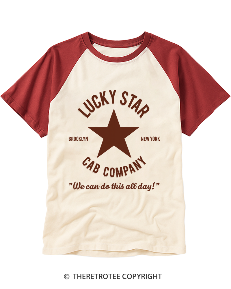 TheRetroTee Lucky Star Cab Company Raglan Baseball T-Shirt