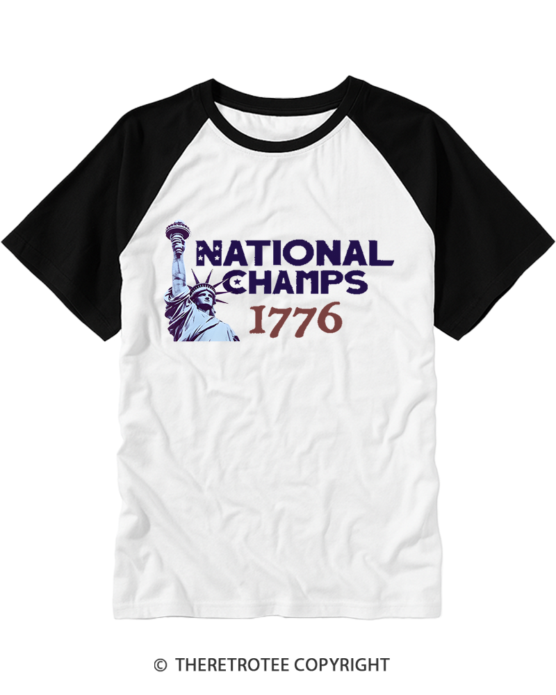 TheRetroTee National Champs 1776 Raglan Baseball T-Shirt