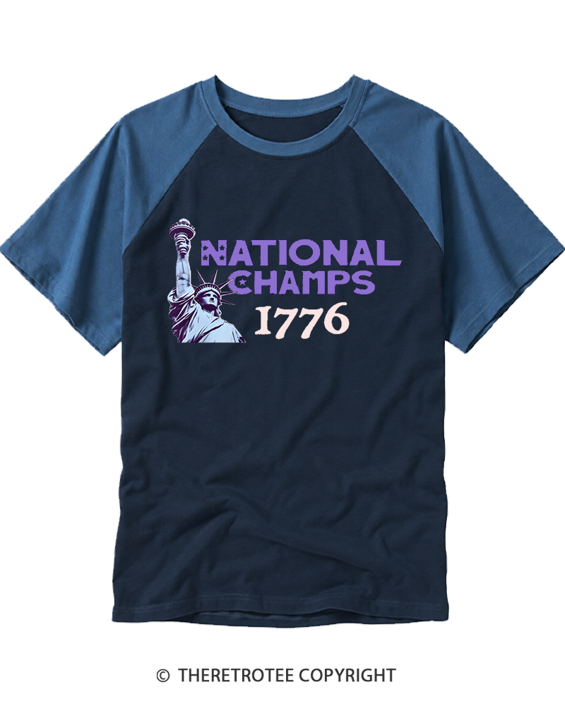 TheRetroTee National Champs 1776 Raglan Baseball T-Shirt