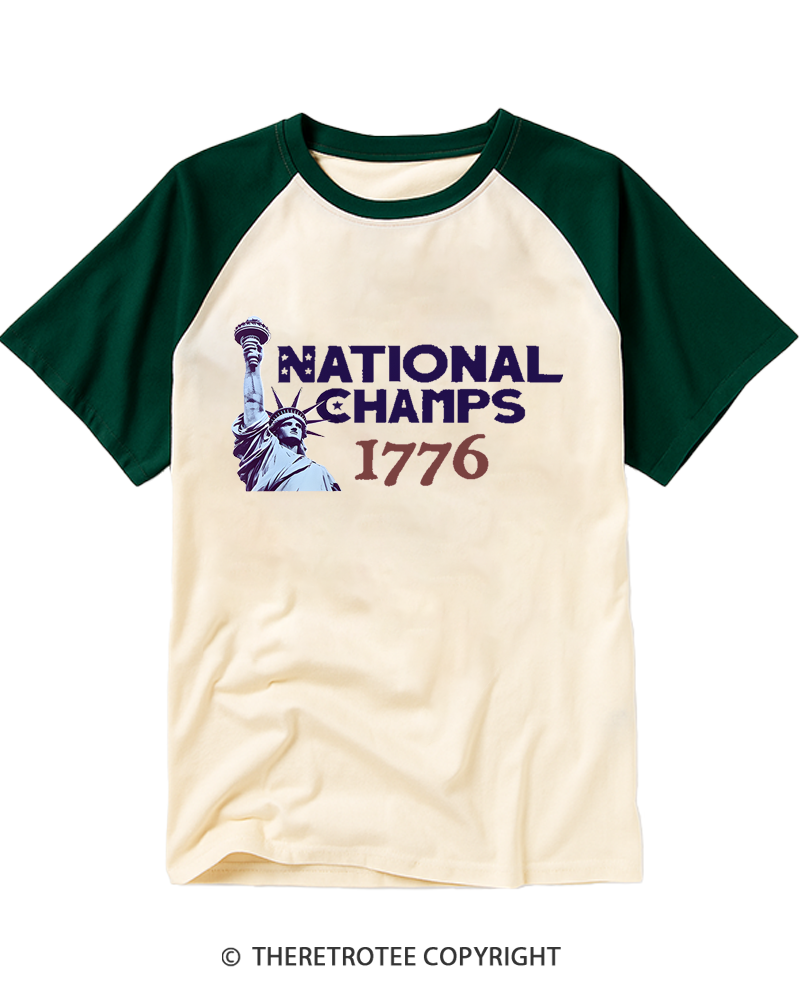 TheRetroTee National Champs 1776 Raglan Baseball T-Shirt
