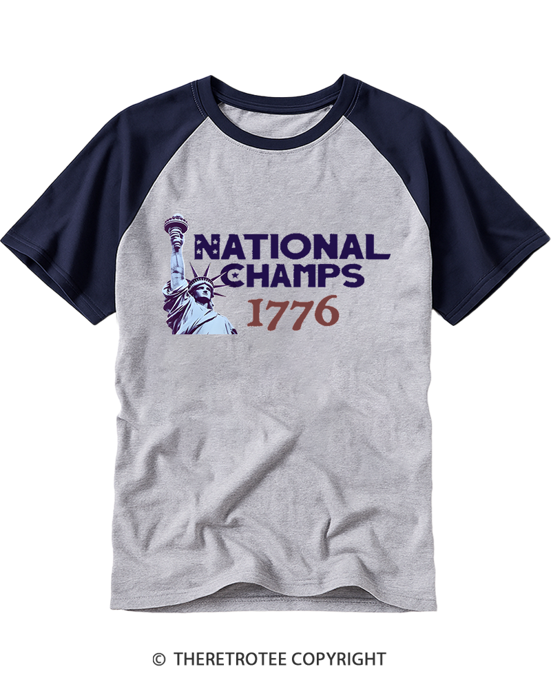 TheRetroTee National Champs 1776 Raglan Baseball T-Shirt