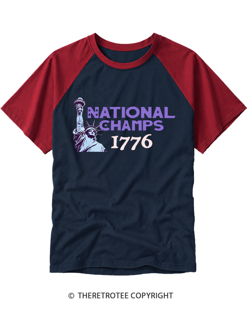 TheRetroTee National Champs 1776 Raglan Baseball T-Shirt