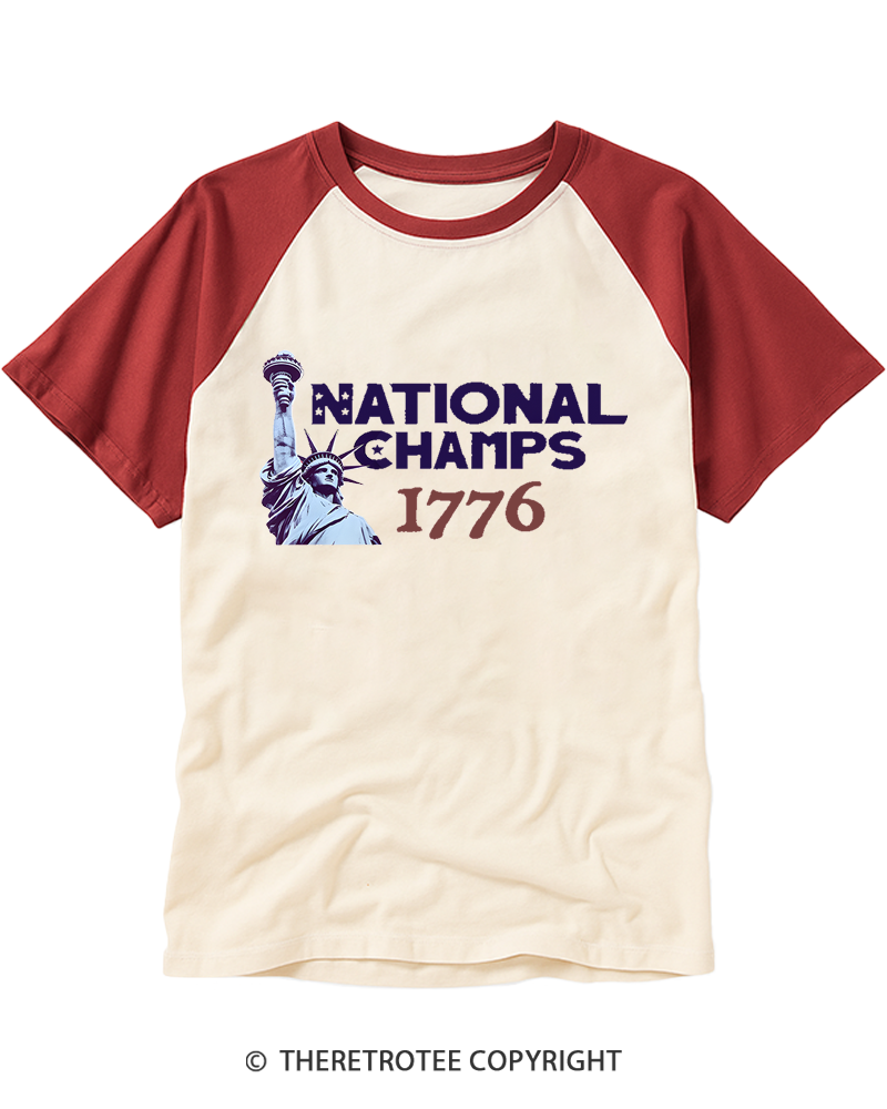 TheRetroTee National Champs 1776 Raglan Baseball T-Shirt