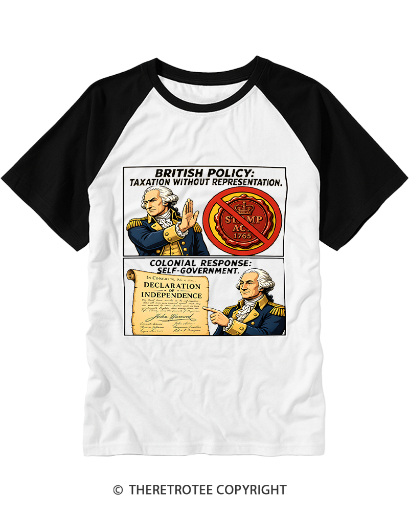 TheRetroTee No Taxation Without Representation 1776 Raglan Baseball T-Shirt