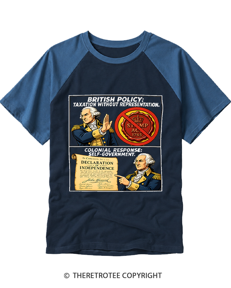 TheRetroTee No Taxation Without Representation 1776 Raglan Baseball T-Shirt