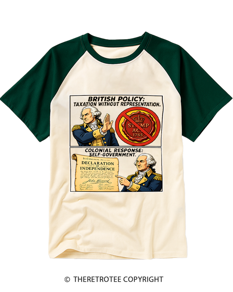 TheRetroTee No Taxation Without Representation 1776 Raglan Baseball T-Shirt