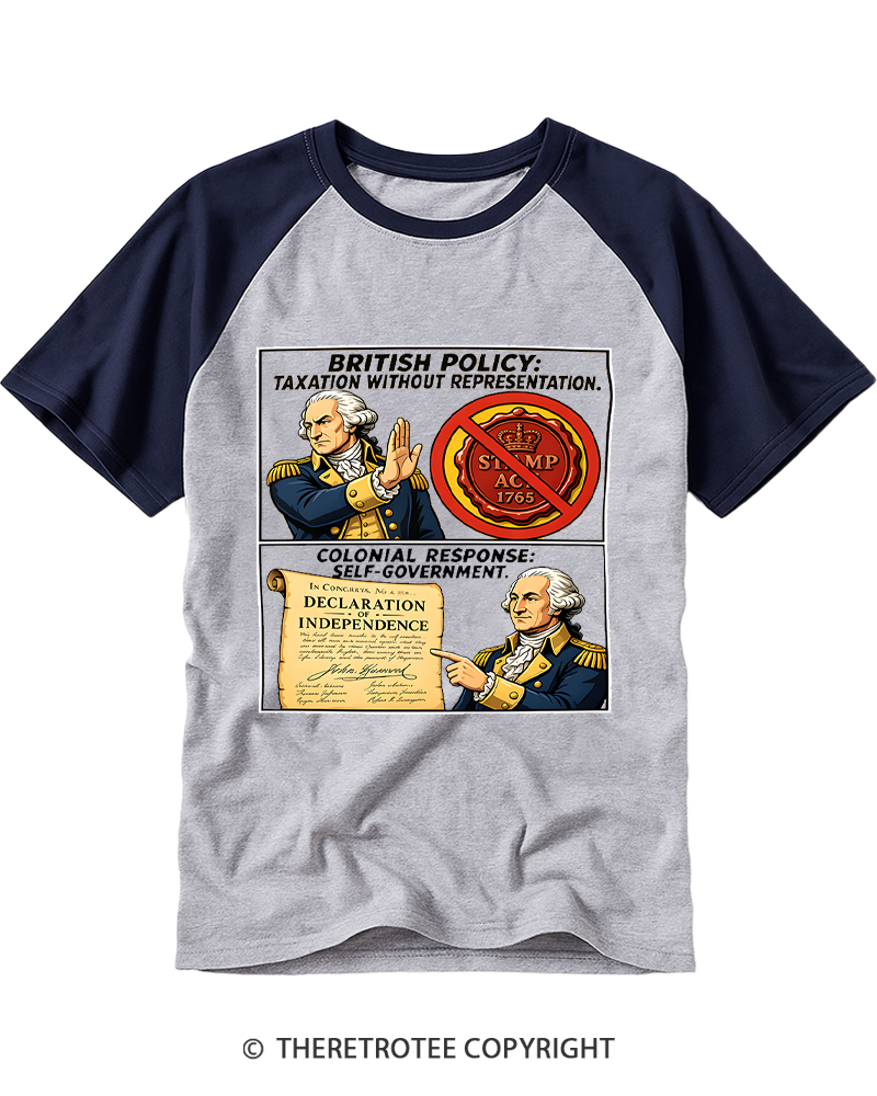 TheRetroTee No Taxation Without Representation 1776 Raglan Baseball T-Shirt