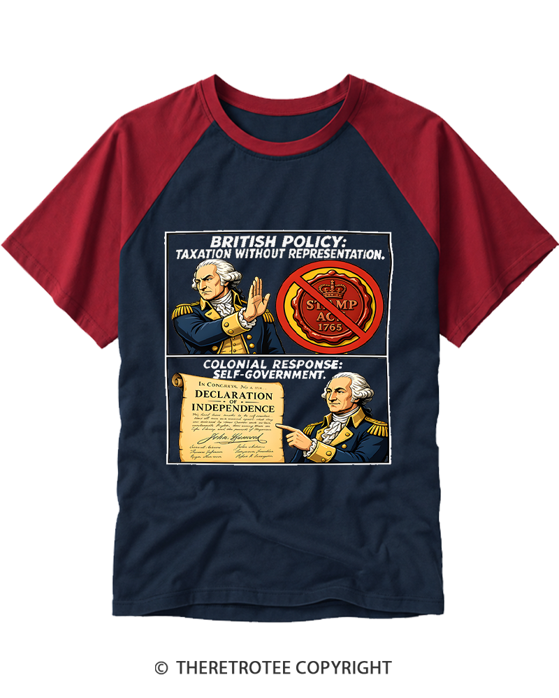 TheRetroTee No Taxation Without Representation 1776 Raglan Baseball T-Shirt