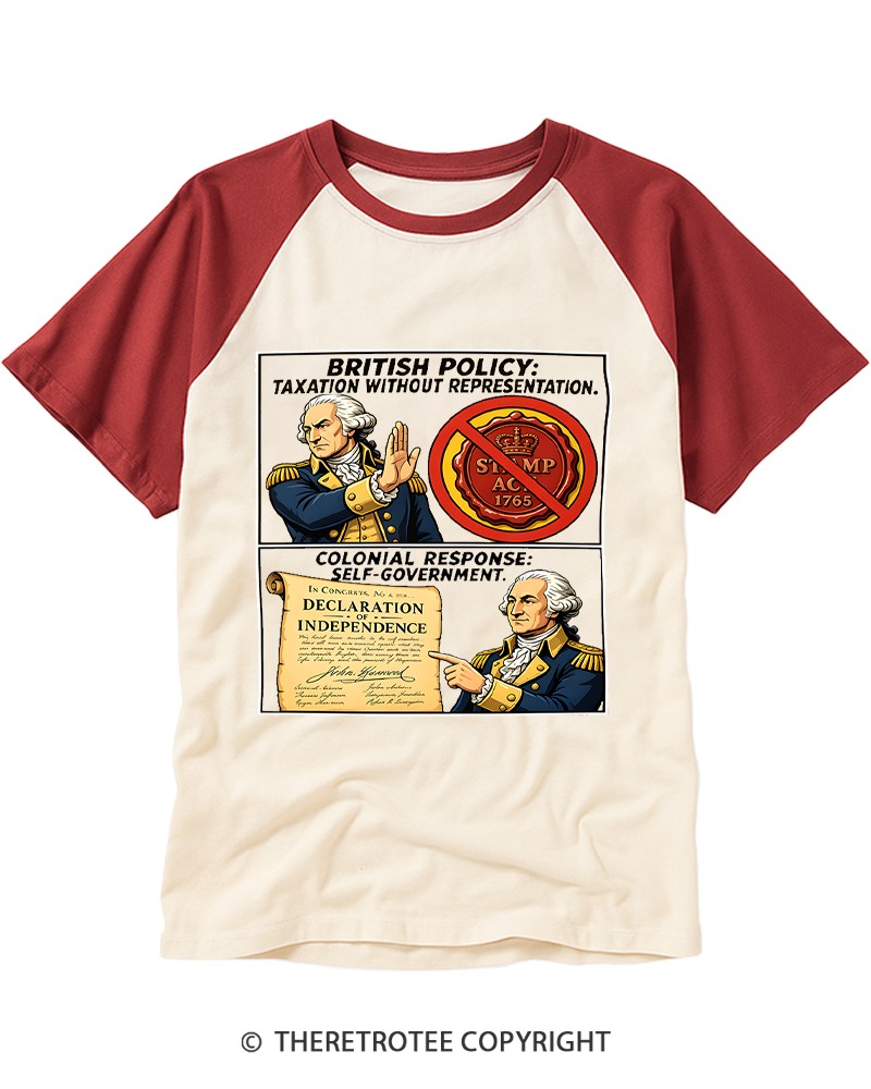 TheRetroTee No Taxation Without Representation 1776 Raglan Baseball T-Shirt