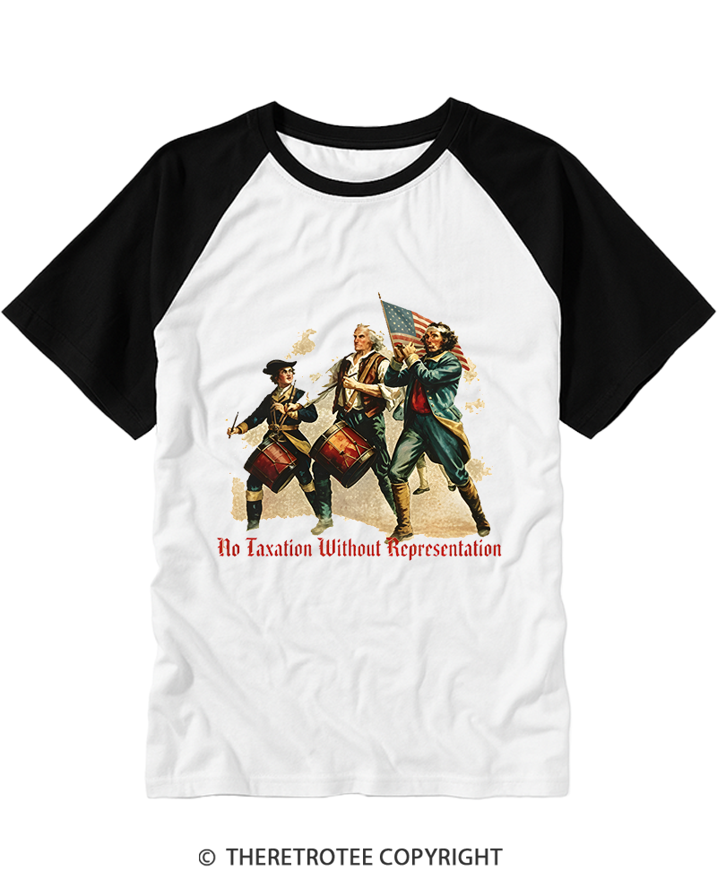 TheRetroTee No Taxation Without Representation 1776 Raglan Baseball T-Shirt