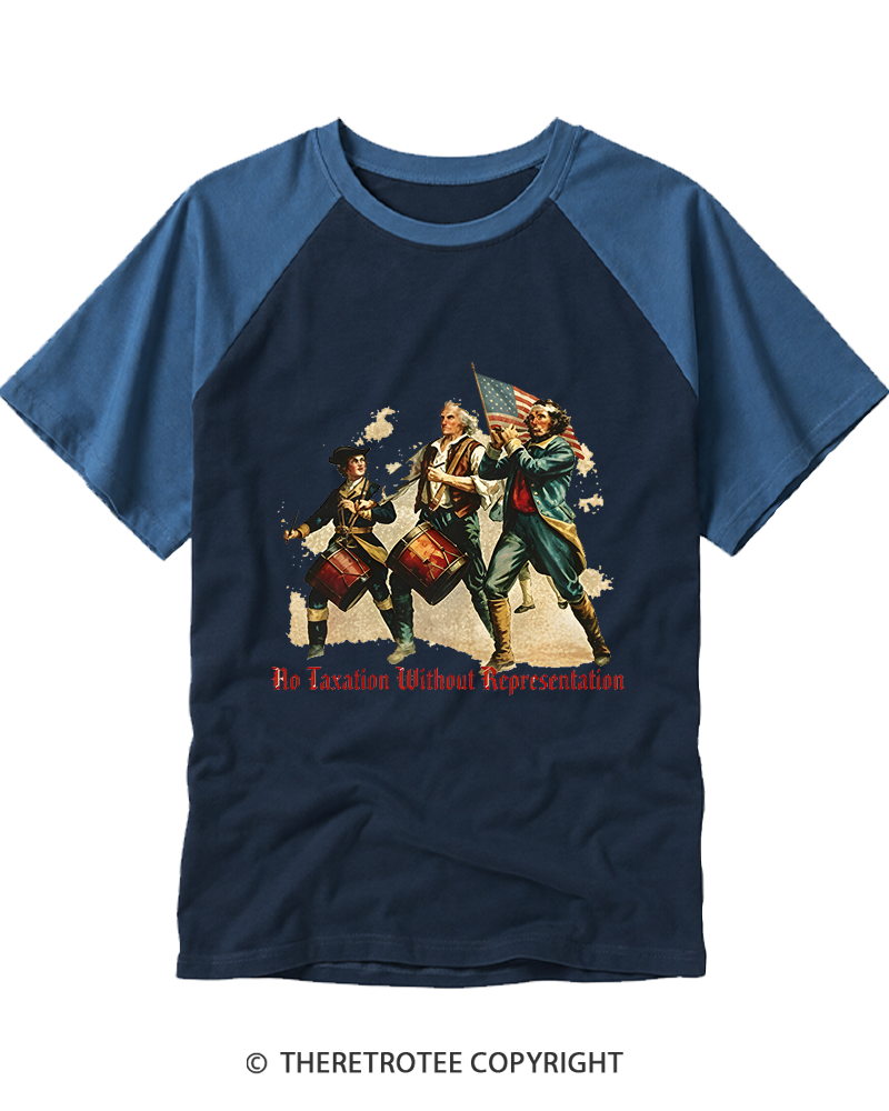 TheRetroTee No Taxation Without Representation 1776 Raglan Baseball T-Shirt
