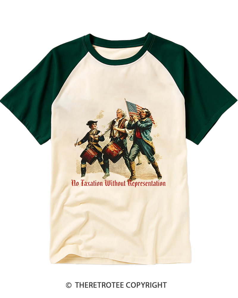 TheRetroTee No Taxation Without Representation 1776 Raglan Baseball T-Shirt