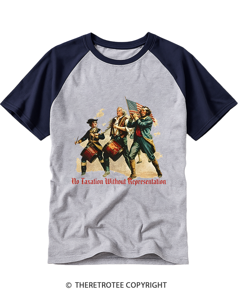 TheRetroTee No Taxation Without Representation 1776 Raglan Baseball T-Shirt