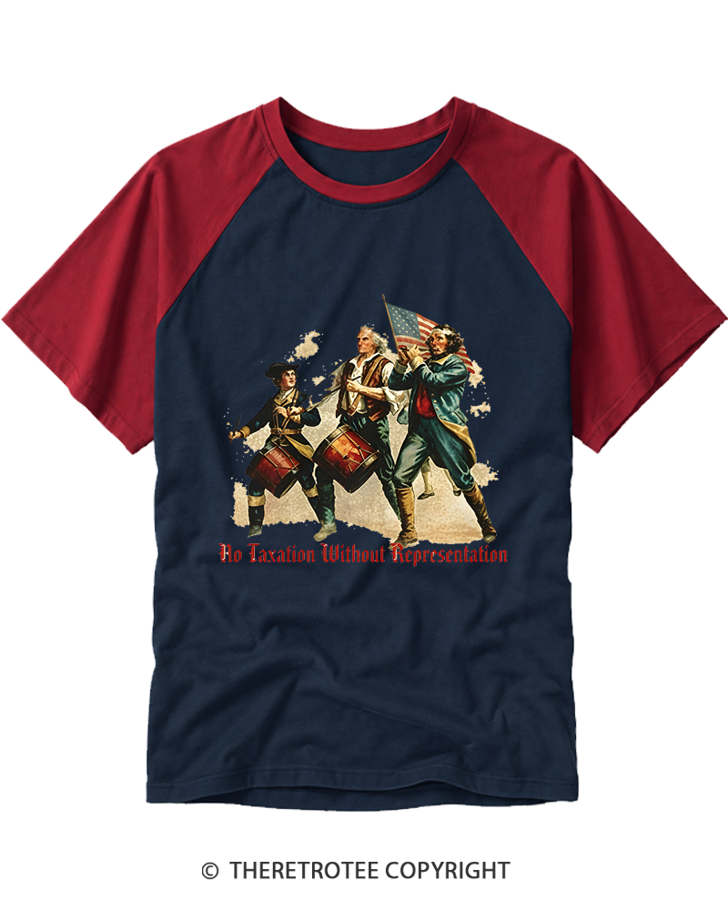 TheRetroTee No Taxation Without Representation 1776 Raglan Baseball T-Shirt