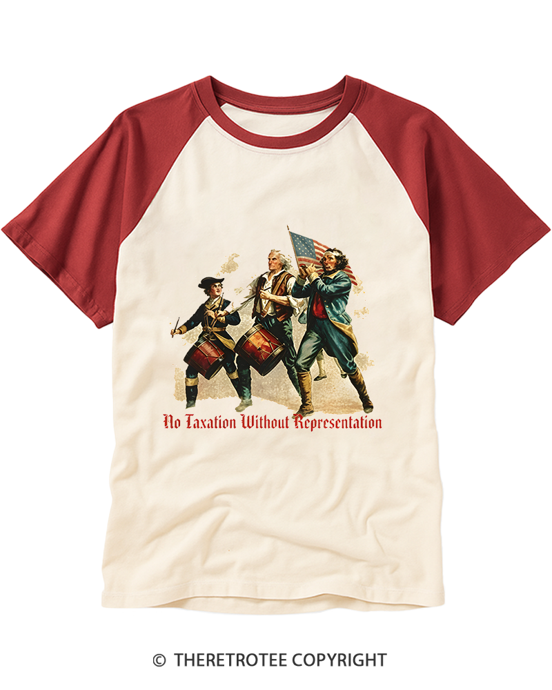 TheRetroTee No Taxation Without Representation 1776 Raglan Baseball T-Shirt