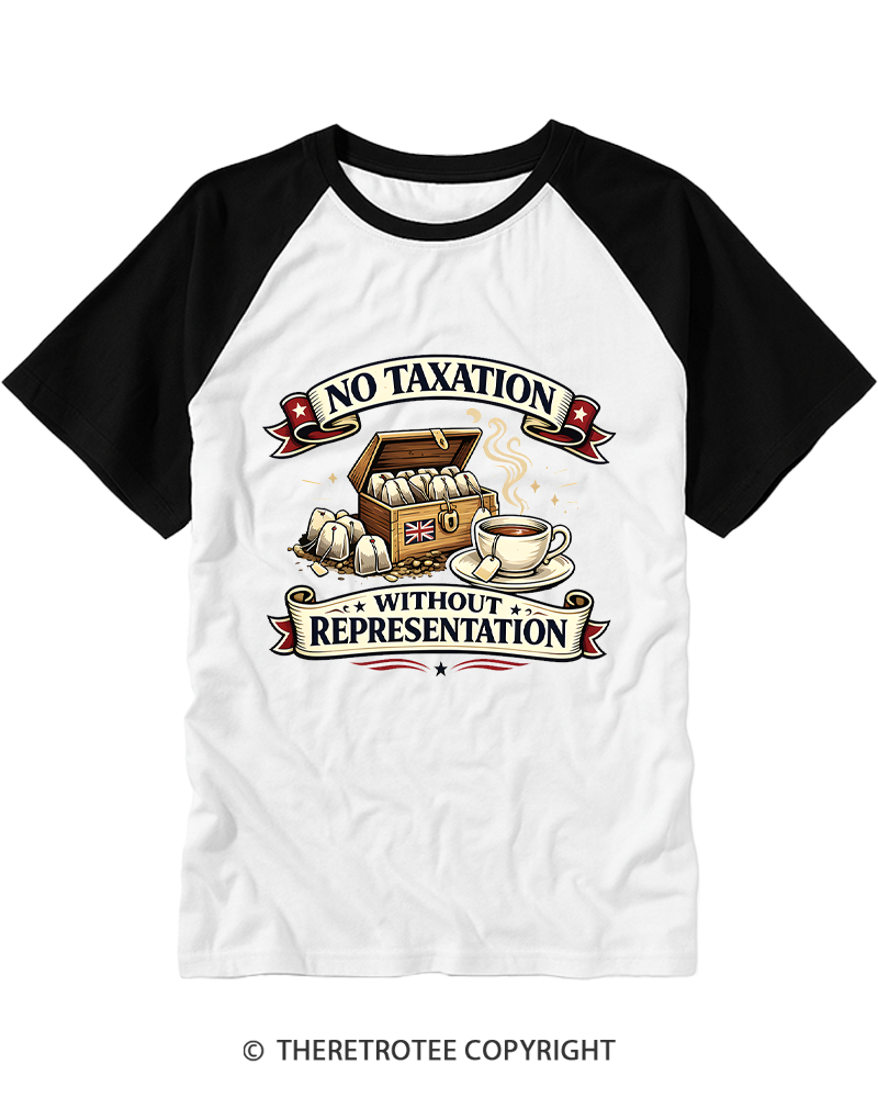 TheRetroTee No Taxation Without Representation 1776 Raglan Baseball T-Shirt