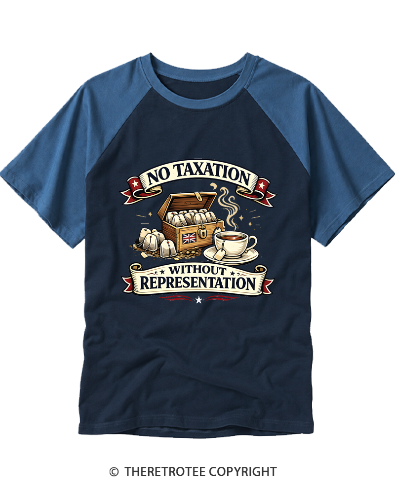 TheRetroTee No Taxation Without Representation 1776 Raglan Baseball T-Shirt
