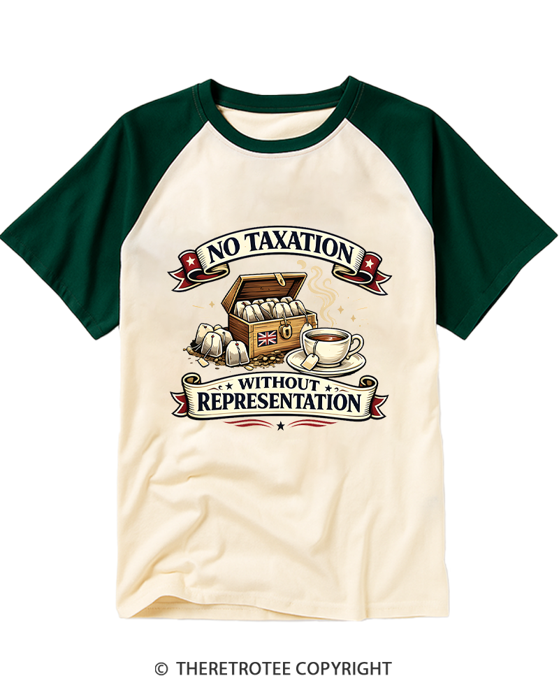 TheRetroTee No Taxation Without Representation 1776 Raglan Baseball T-Shirt