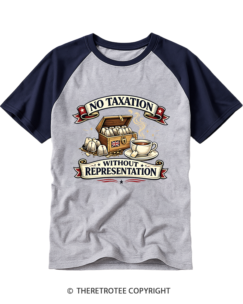 TheRetroTee No Taxation Without Representation 1776 Raglan Baseball T-Shirt