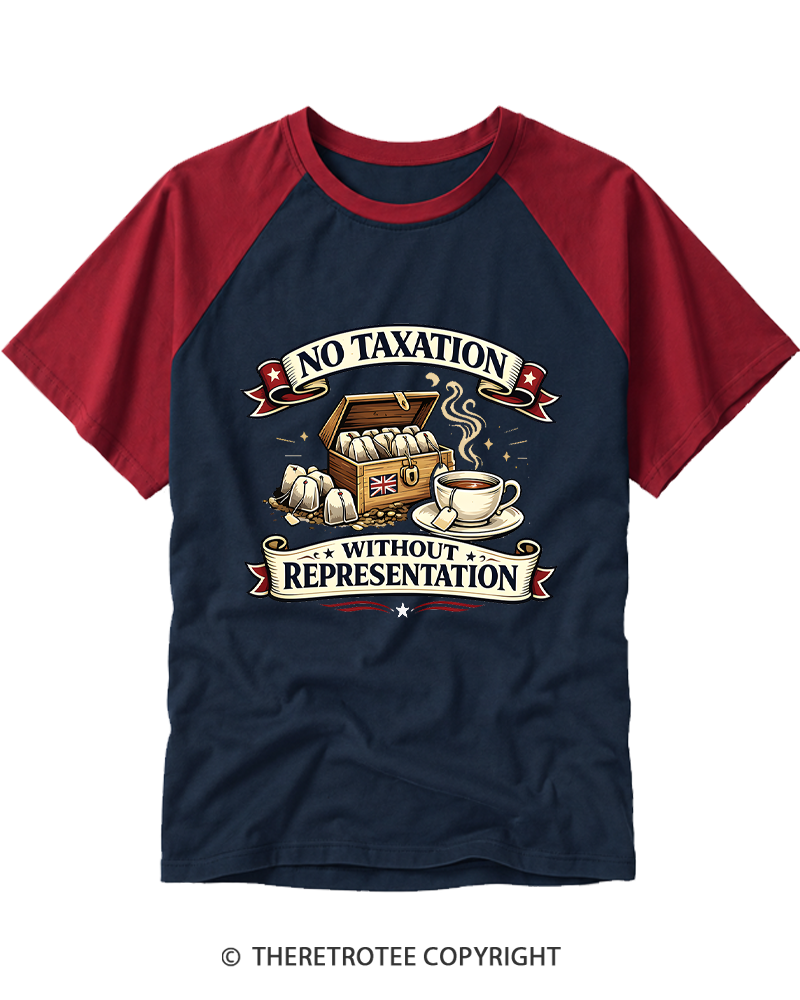 TheRetroTee No Taxation Without Representation 1776 Raglan Baseball T-Shirt