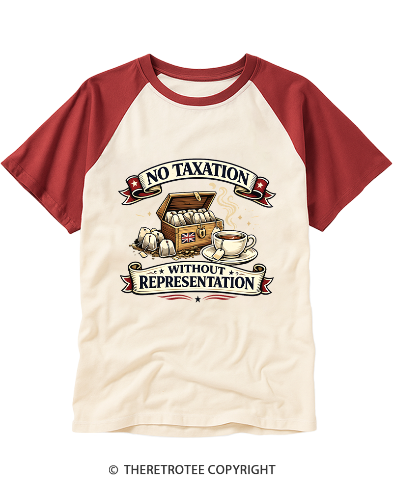 TheRetroTee No Taxation Without Representation 1776 Raglan Baseball T-Shirt