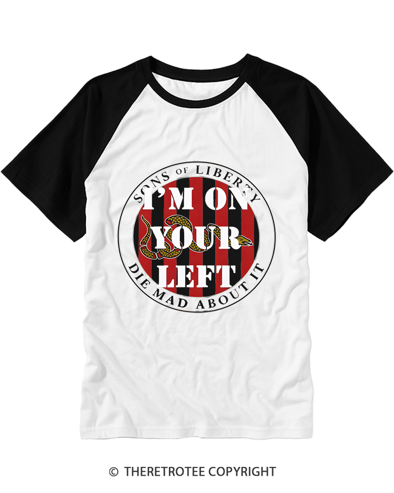 TheRetroTee On Your Left 1776 Raglan Baseball T-Shirt
