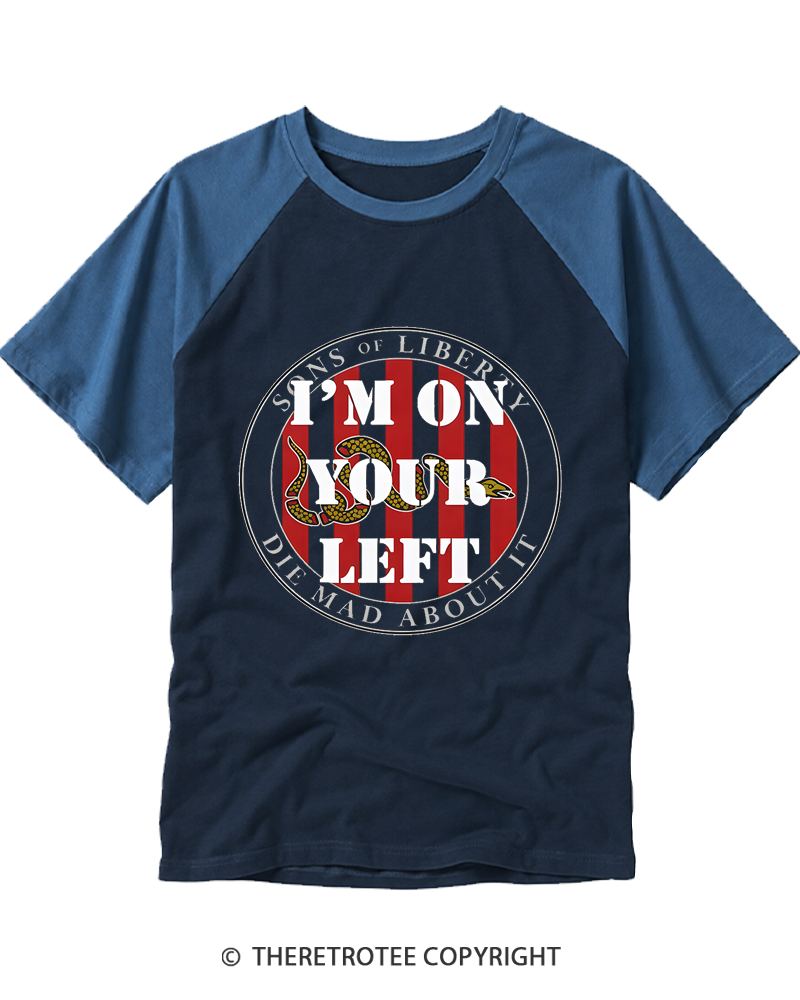 TheRetroTee On Your Left 1776 Raglan Baseball T-Shirt