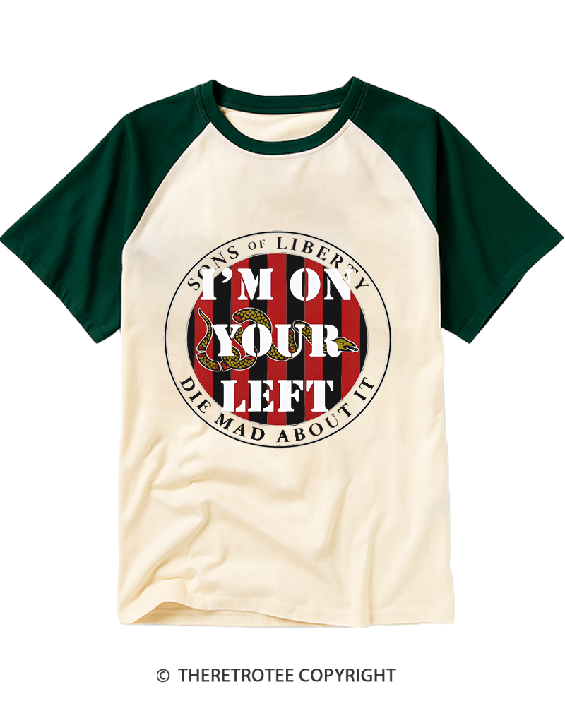 TheRetroTee On Your Left 1776 Raglan Baseball T-Shirt