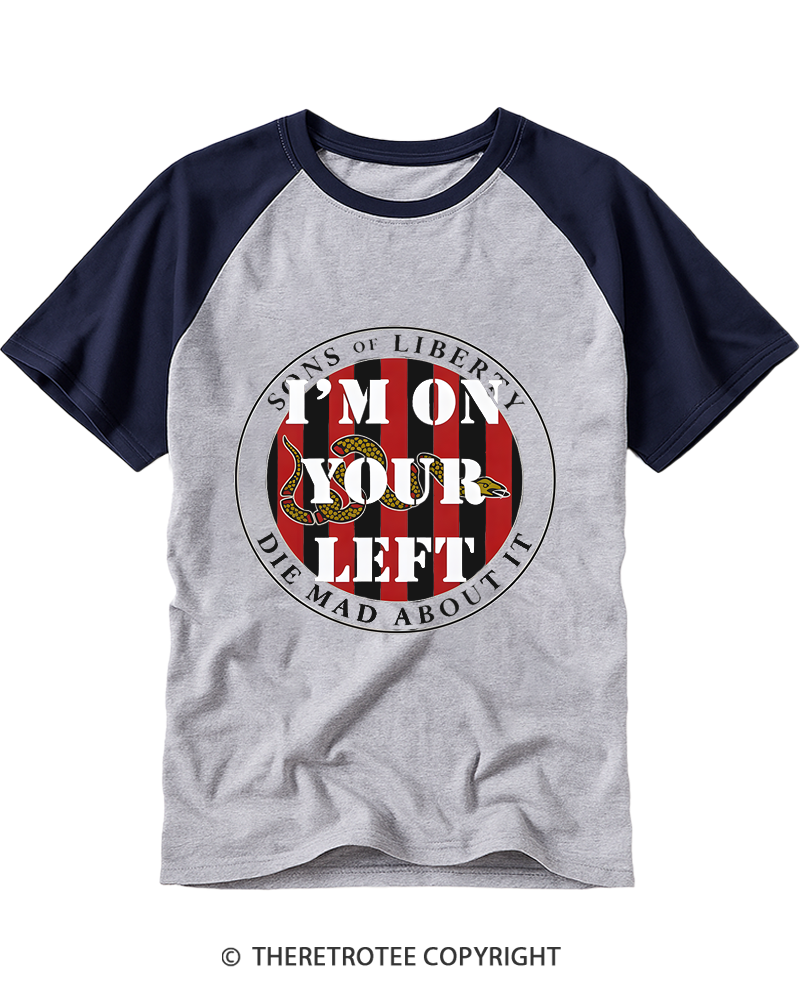 TheRetroTee On Your Left 1776 Raglan Baseball T-Shirt