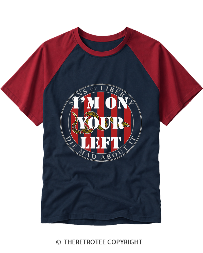 TheRetroTee On Your Left 1776 Raglan Baseball T-Shirt