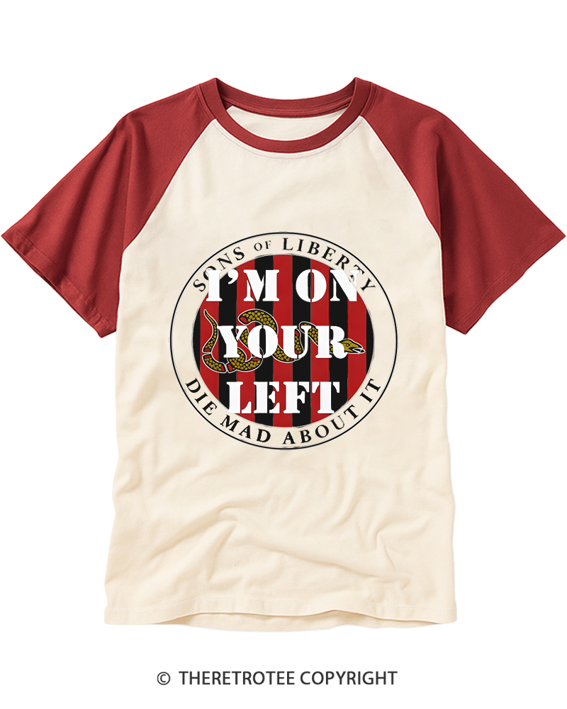 TheRetroTee On Your Left 1776 Raglan Baseball T-Shirt