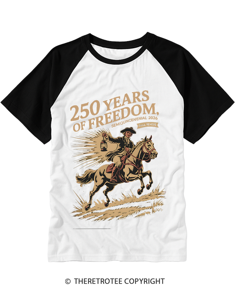 TheRetroTee Paul Revere Midnight Ride Design 1775 Raglan Baseball T-Shirt
